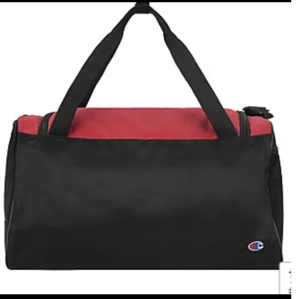 Champion Duffel Bag Red Black Gym Travel Overnight Bag CV2-1054-601 OS